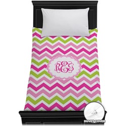 Pink & Green Chevron Duvet Cover - Twin (Personalized)