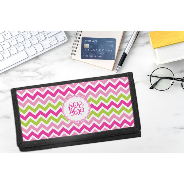 Pink & Green Chevron DyeTrans Checkbook Cover - LIFESTYLE