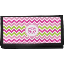 Pink & Green Chevron Canvas Checkbook Cover (Personalized)