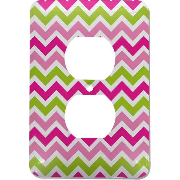 Custom Pink & Green Chevron Electric Outlet Plate