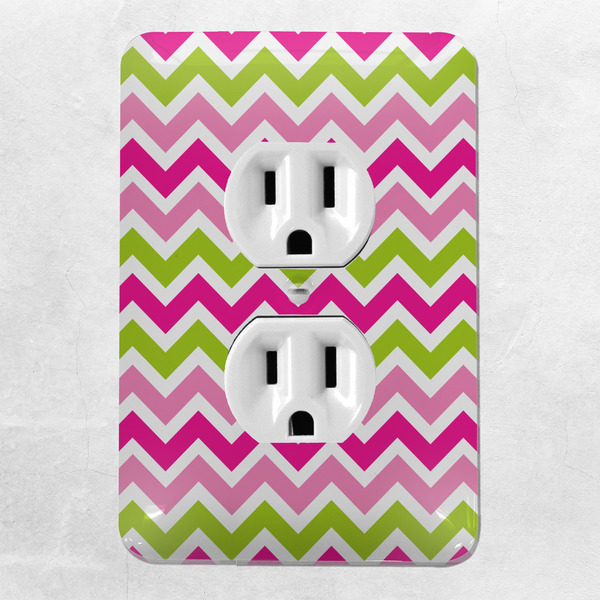 Pink & Green Chevron Electric Outlet Plate - LIFESTYLE