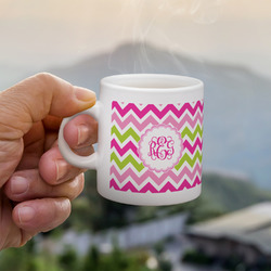 Pink & Green Chevron Single Shot Espresso Cup - Single (Personalized)