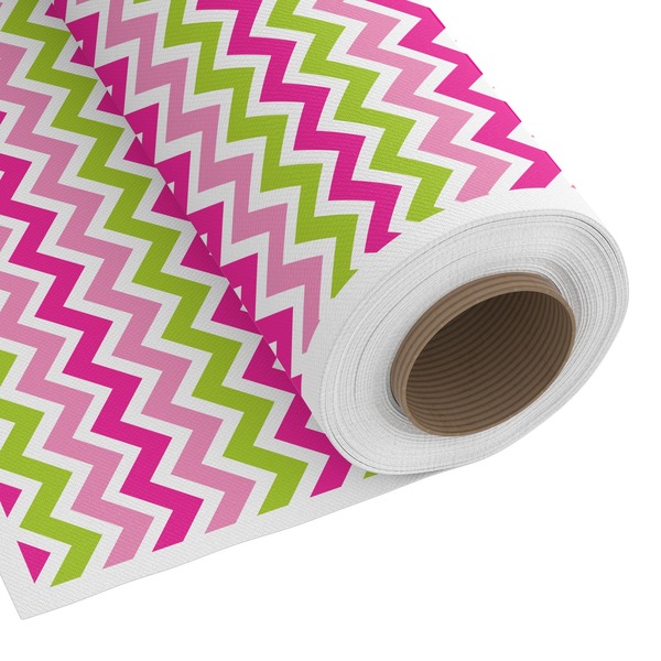 Custom Pink & Green Chevron Fabric by the Yard - Spun Polyester Poplin