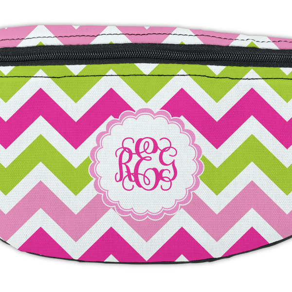 Pink & Green Chevron Fanny Pack - Closeup