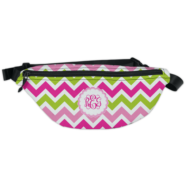 Custom Pink & Green Chevron Fanny Pack - Classic Style (Personalized)