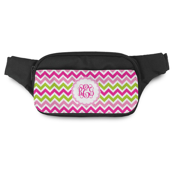 Custom Pink & Green Chevron Fanny Pack - Modern Style (Personalized)