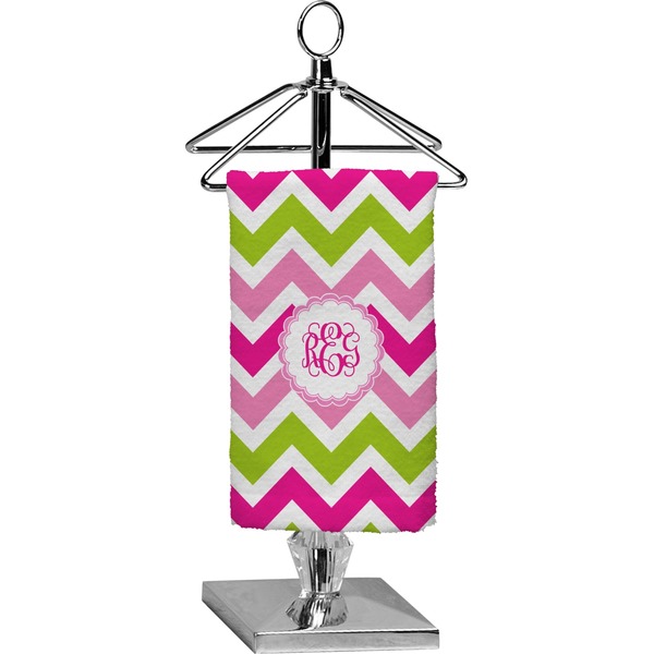 Custom Pink & Green Chevron Finger Tip Towel - Full Print (Personalized)