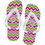 Pink & Green Chevron Flip Flops - Small (Personalized)
