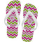 Pink & Green Chevron Flip Flops - Small (Personalized)