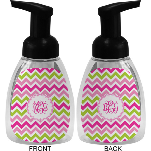 Pink & Green Chevron Foam Soap Bottle (Front & Back)