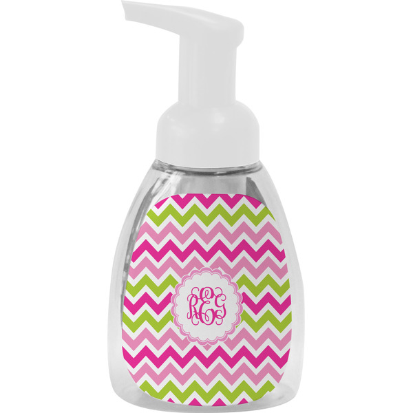 Custom Pink & Green Chevron Foam Soap Bottle (Personalized)
