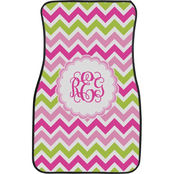 Pink & Green Chevron Custom Car Floor Mats (Front Seat)