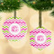 Pink & Green Chevron Frosted Glass Ornament - MAIN PARENT