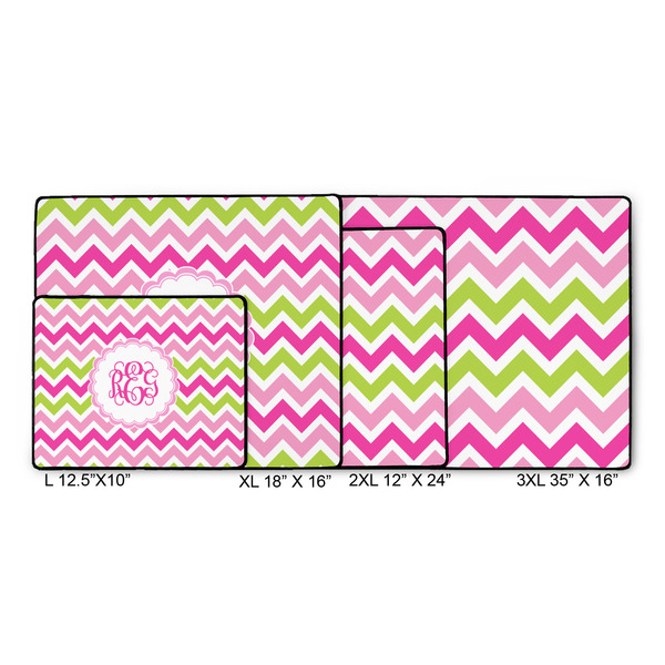 Pink & Green Chevron Gaming Mats - SIZE CHART