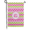 Pink & Green Chevron Small Garden Flag - Single Sided w/ Monograms