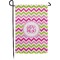 Pink & Green Chevron Small Garden Flag - Double Sided w/ Monograms