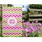 Pink & Green Chevron Garden Flag - Outside In Flowers