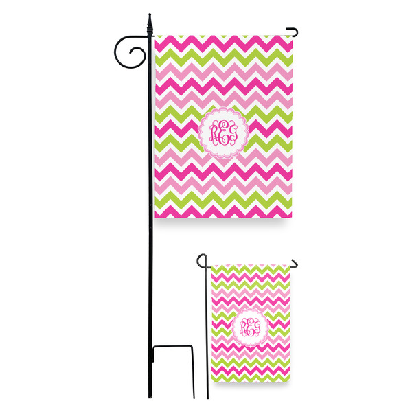Pink & Green Chevron Garden Flag - PARENT/MAIN