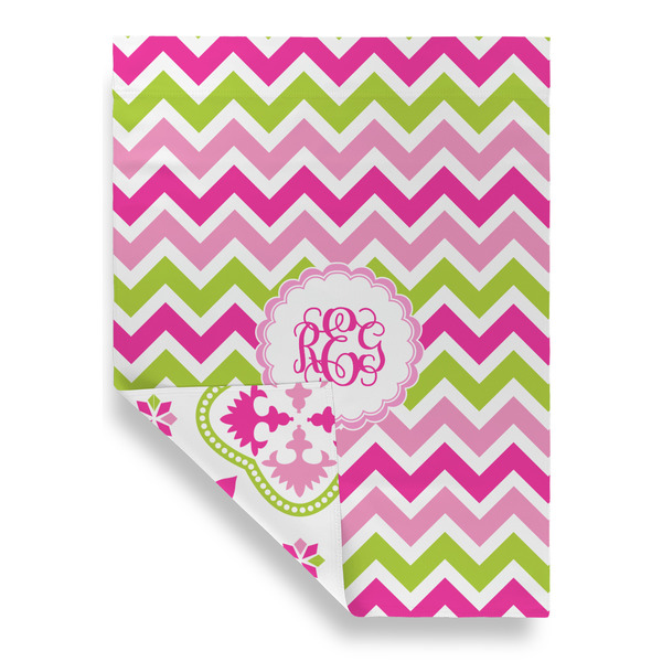 Pink & Green Chevron Garden Flags - Large - Double Sided - FRONT FOLDED