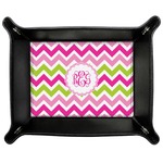 Pink & Green Chevron Genuine Leather Valet Tray (Personalized)