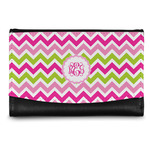 Pink & Green Chevron Genuine Leather Women's Wallet - Small (Personalized)
