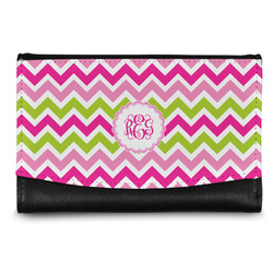 Pink & Green Chevron Genuine Leather Women's Wallet - Small (Personalized)