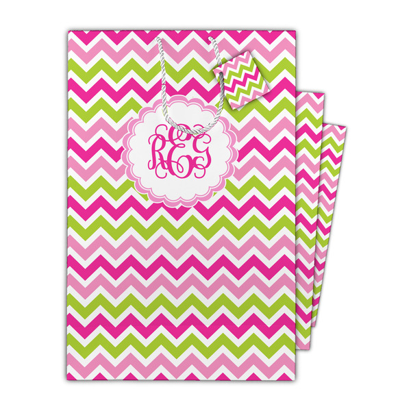 Pink & Green Chevron Gift Bags - Parent/Main
