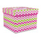 Pink & Green Chevron Gift Boxes with Lid - Canvas Wrapped - Large - Front/Main