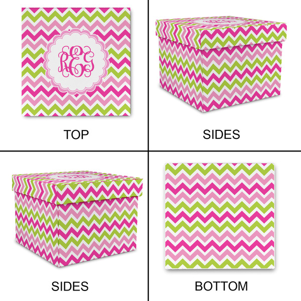 Pink & Green Chevron Gift Boxes with Lid - Canvas Wrapped - Medium - Approval