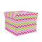 Pink & Green Chevron Gift Boxes with Lid - Canvas Wrapped - Medium - Front/Main