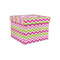 Pink & Green Chevron Gift Boxes with Lid - Canvas Wrapped - Small - Front/Main