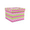 Pink & Green Chevron Gift Box with Lid - Canvas Wrapped - Small (Personalized)