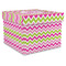 Pink & Green Chevron Gift Boxes with Lid - Canvas Wrapped - X-Large - Front/Main