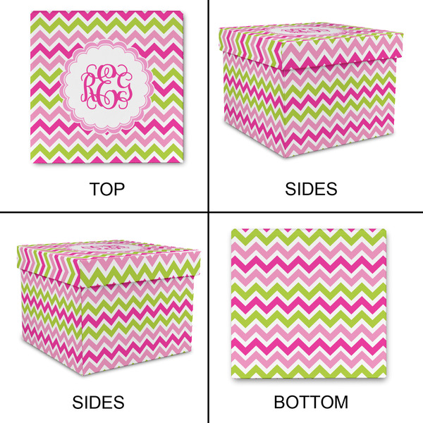 Pink & Green Chevron Gift Boxes with Lid - Canvas Wrapped - XX-Large - Approval
