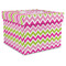 Pink & Green Chevron Gift Boxes with Lid - Canvas Wrapped - XX-Large - Front/Main