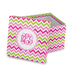 Pink & Green Chevron Gift Box with Lid - Canvas Wrapped (Personalized)