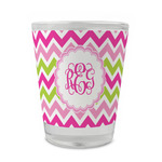 Pink & Green Chevron Glass Shot Glass - 1.5 oz - Set of 4 (Personalized)