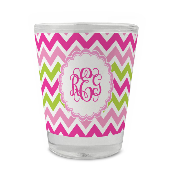 Pink & Green Chevron Glass Shot Glass - Standard - FRONT