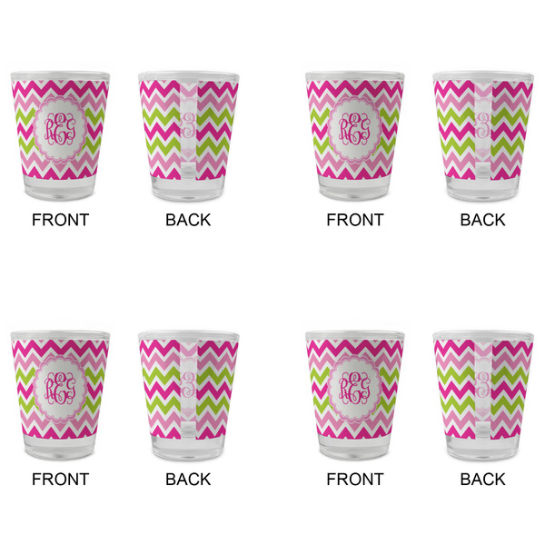 Pink & Green Chevron Glass Shot Glass - Standard - Set of 4 - APPROVAL