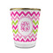 Pink & Green Chevron Glass Shot Glass - 1.5 oz - with Gold Rim - Single (Personalized)