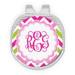 Pink & Green Chevron Golf Ball Marker - Hat Clip - Silver
