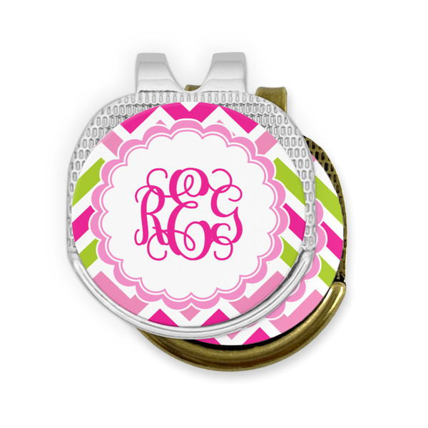 Pink & Green Chevron Golf Ball Marker Hat Clip - PARENT/MAIN