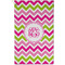 Pink & Green Chevron Golf Towel - Poly-Cotton Blend - Small w/ Monograms