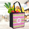 Pink & Green Chevron Grocery Bag - LIFESTYLE