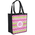 Pink & Green Chevron Grocery Bag (Personalized)