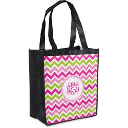 Pink & Green Chevron Grocery Bag (Personalized)