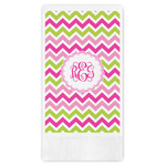 Pink & Green Chevron Guest Towels - Full Color (Personalized)