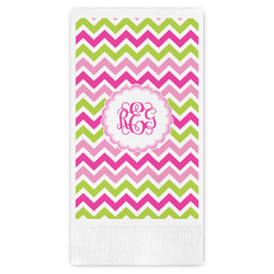 Pink & Green Chevron Guest Towels - Full Color (Personalized)