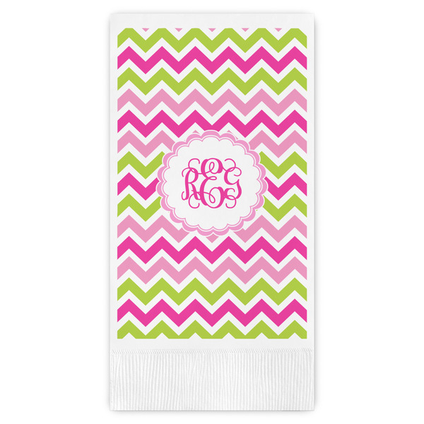 Custom Pink & Green Chevron Guest Towels - Full Color (Personalized)