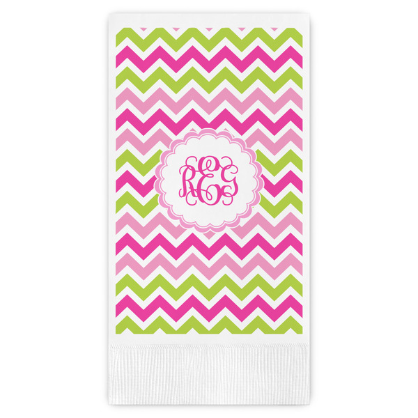 Custom Pink & Green Chevron Guest Paper Towels - Full Color (Personalized)